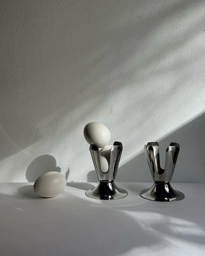 Vintage Stainless Steel Egg Cups - Set of 2
