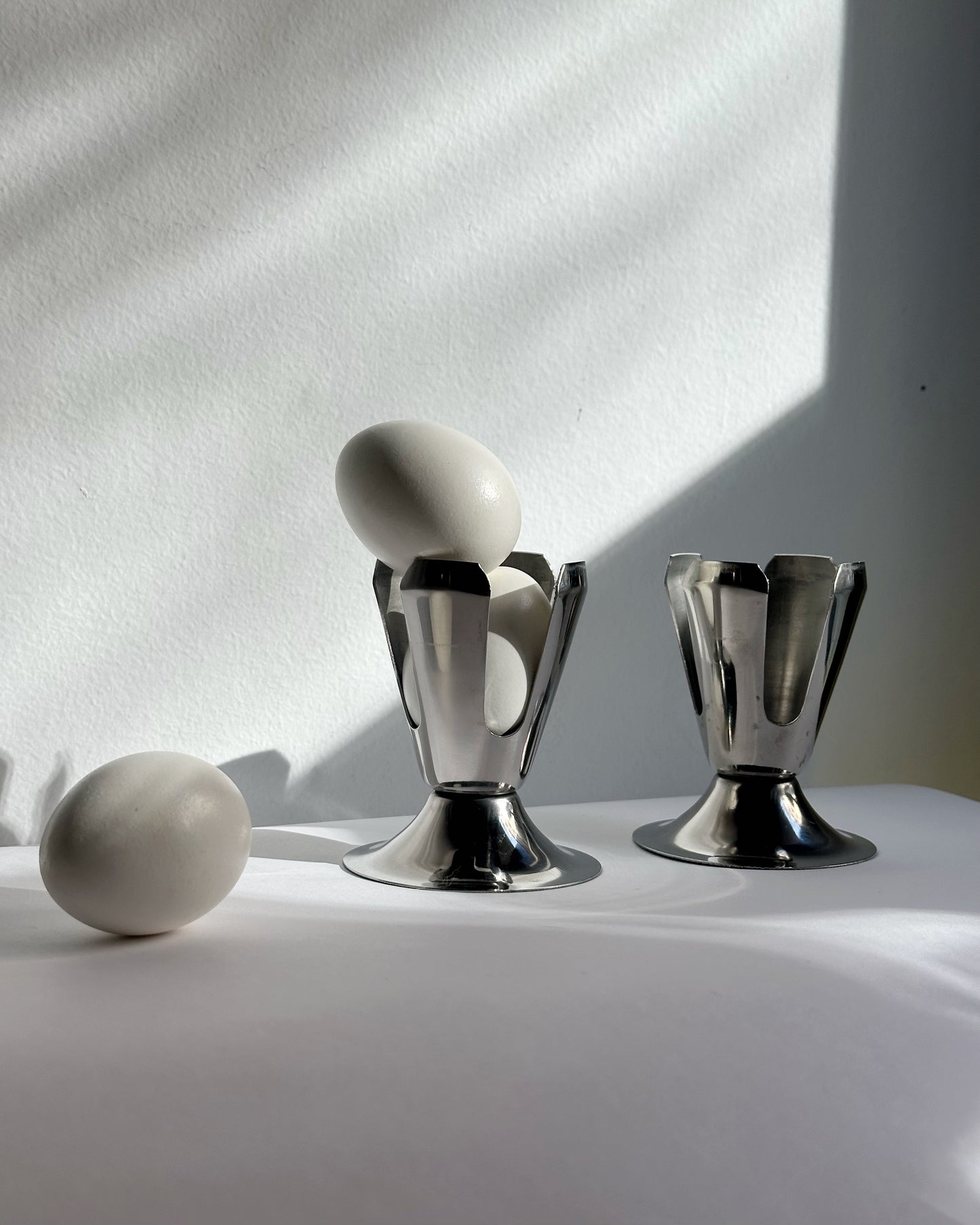 Vintage Stainless Steel Egg Cups - Set of 2