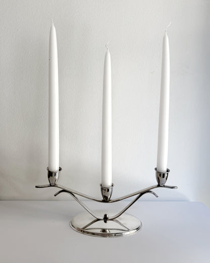 Vintage Mid-Century Silver Plated Three-Arm Candelabra