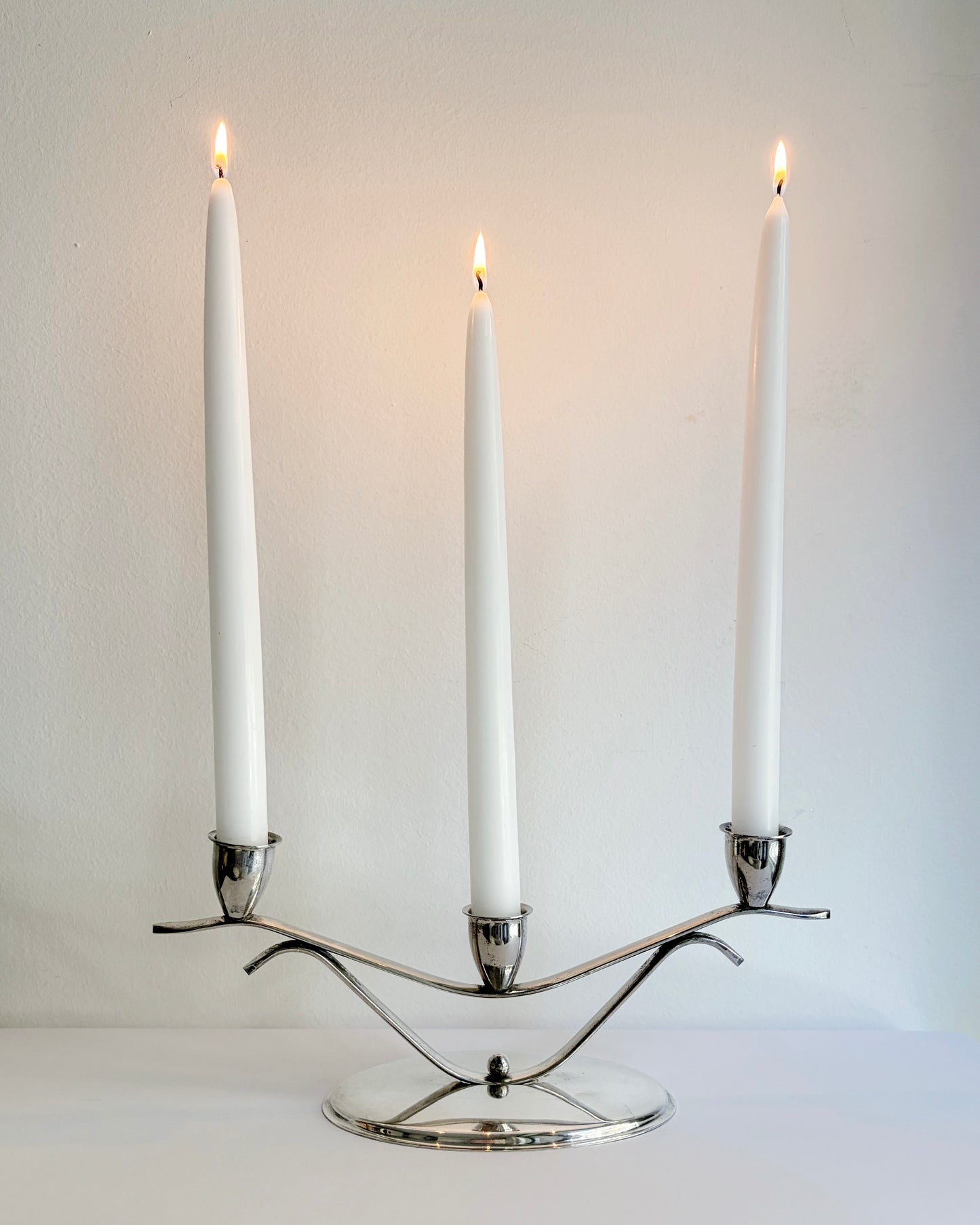 Vintage Mid-Century Silver Plated Three-Arm Candelabra