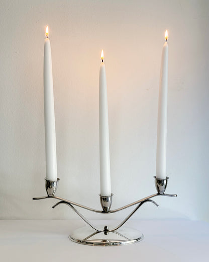 Vintage Mid-Century Silver Plated Three-Arm Candelabra