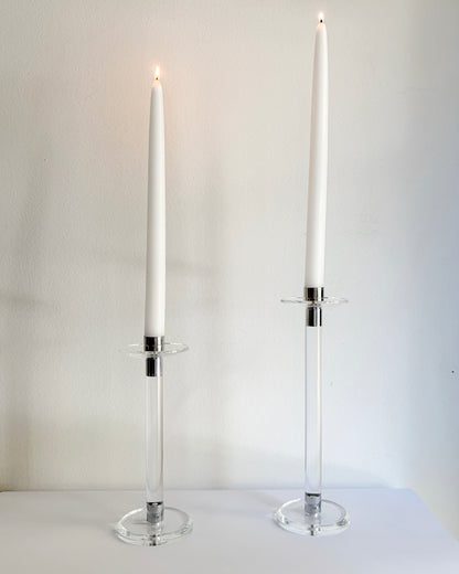 Vintage 1970s Lucite and Chrome Candlesticks
