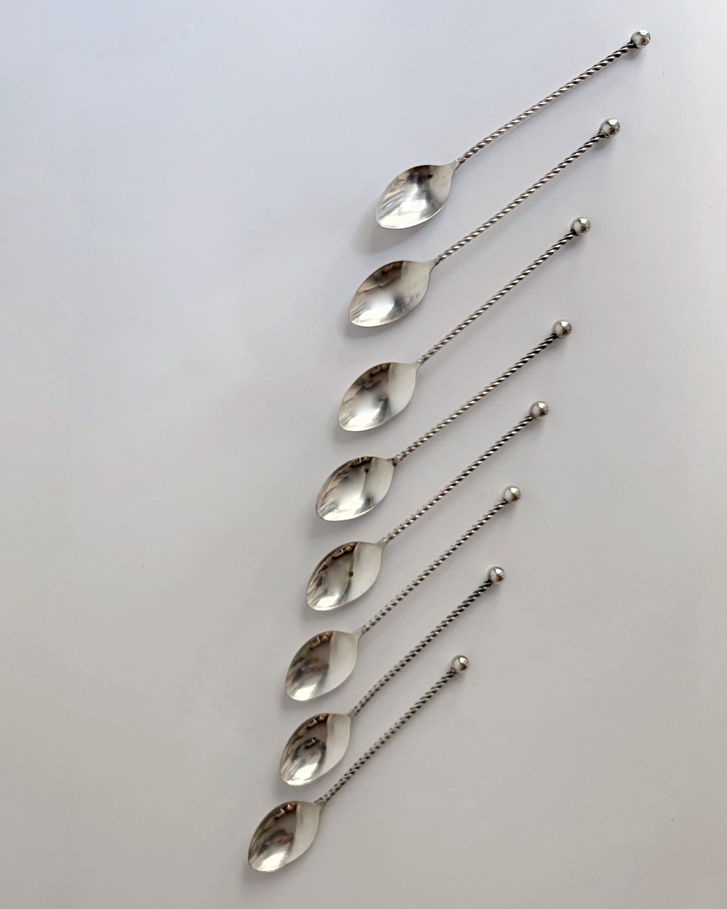 Antique Silver Plated Twisted Coffee Spoons – Set of 4 / 8