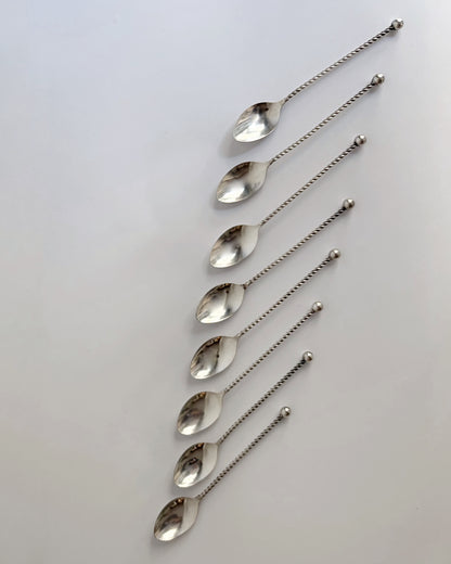 Antique Silver Plated Twisted Coffee Spoons – Set of 4 / 8