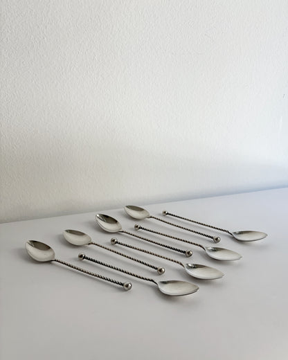 Antique Silver Plated Twisted Coffee Spoons – Set of 4 / 8