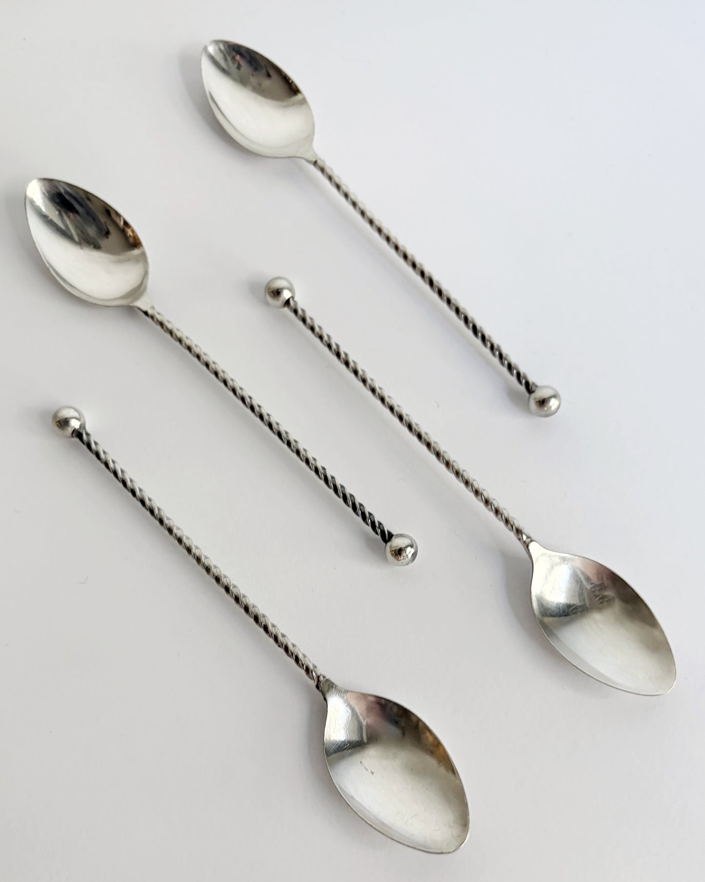 Antique Silver Plated Twisted Coffee Spoons – Set of 4 / 8