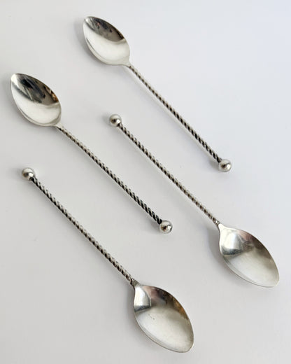 Antique Silver Plated Twisted Coffee Spoons – Set of 4 / 8