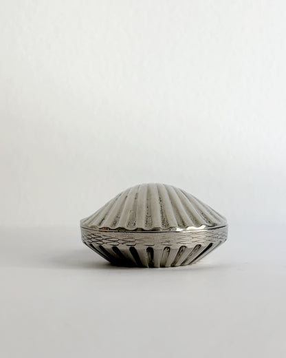 Vintage Silver Plated Shell Pill Box