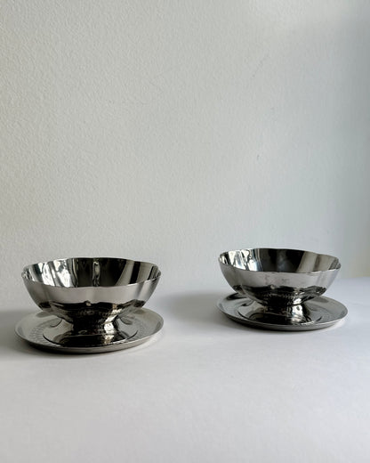 Vintage 1970s Stainless Steel 18/10 Cups and Saucers Set – Set of 2, 4, 6
