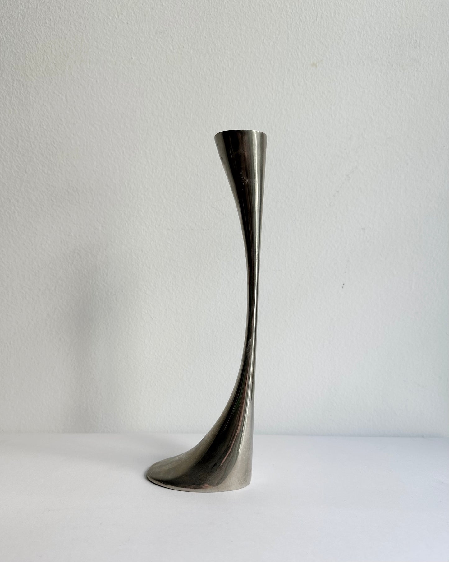 Vintage 1970s Modernist Metal Candle Holder
