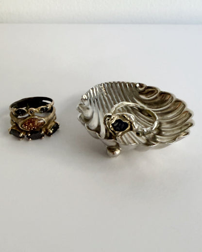 Vintage Mid Century Alpaca Silver Shell Ring Holder
