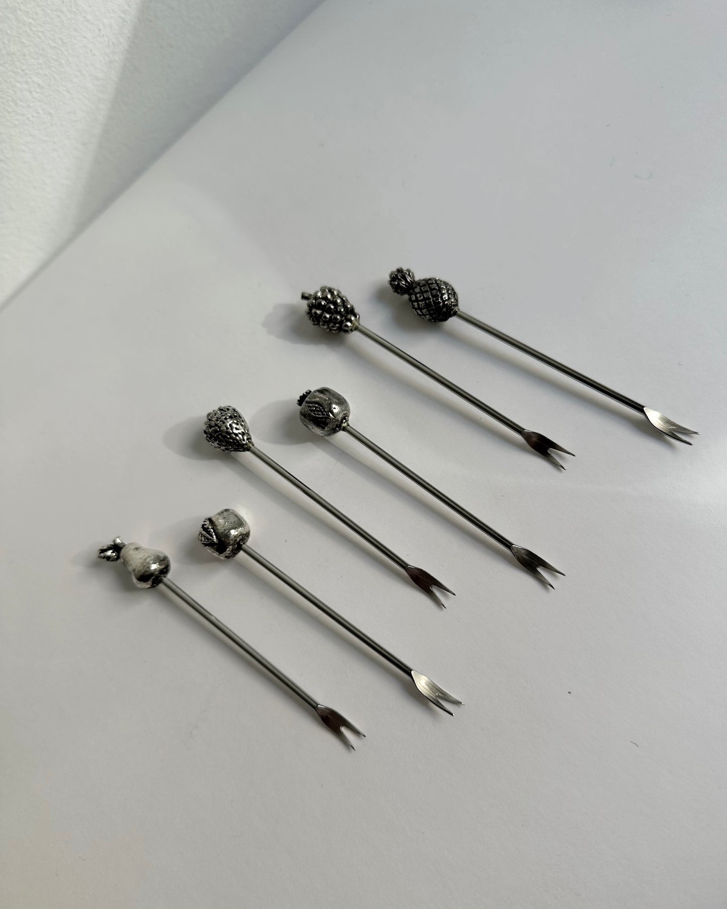 Vintage 1960s Silver Plated Cocktail Picks Set with Holder