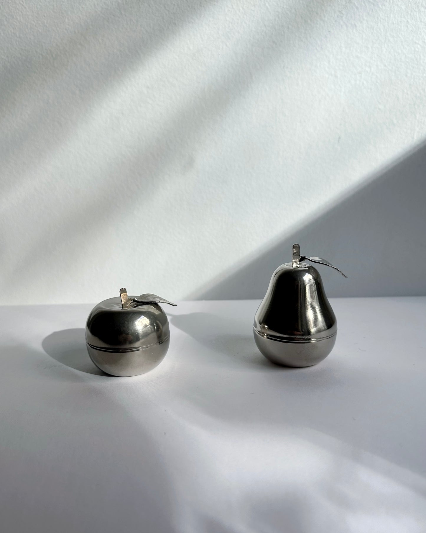 Vintage 1970s Silver Plated Apple & Pear Trinket Boxes