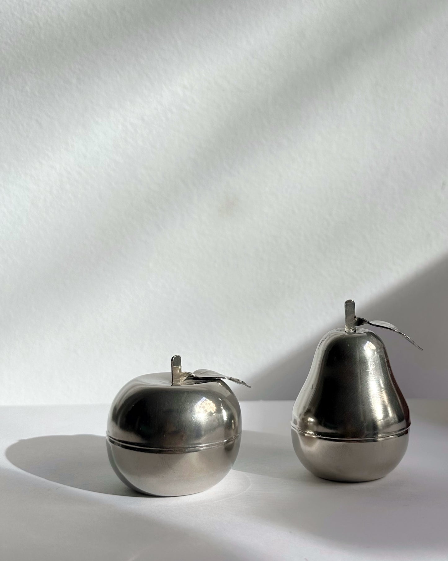 Vintage 1970s Silver Plated Apple & Pear Trinket Boxes