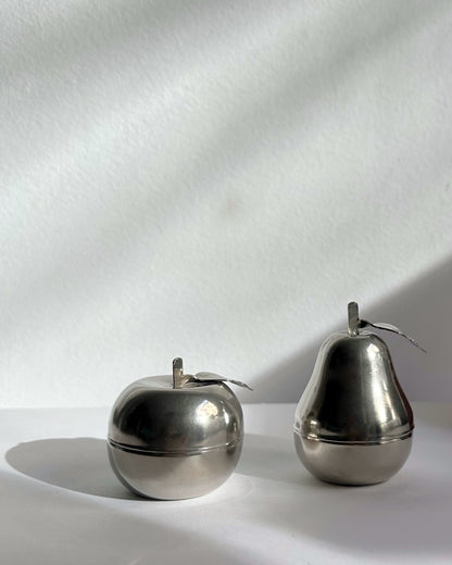 Vintage 1970s Silver Plated Apple & Pear Trinket Boxes