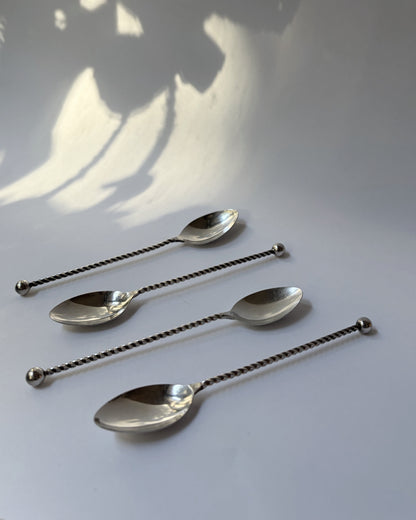 Antique Silver Plated Twisted Coffee Spoons – Set of 4 / 8