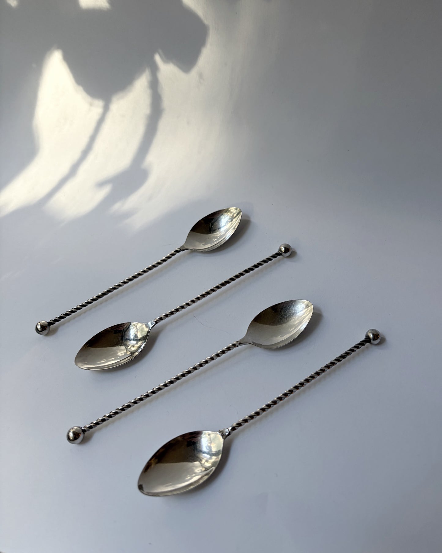 Antique Silver Plated Twisted Coffee Spoons – Set of 4 / 8