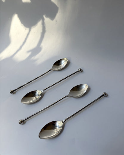 Antique Silver Plated Twisted Coffee Spoons – Set of 4 / 8