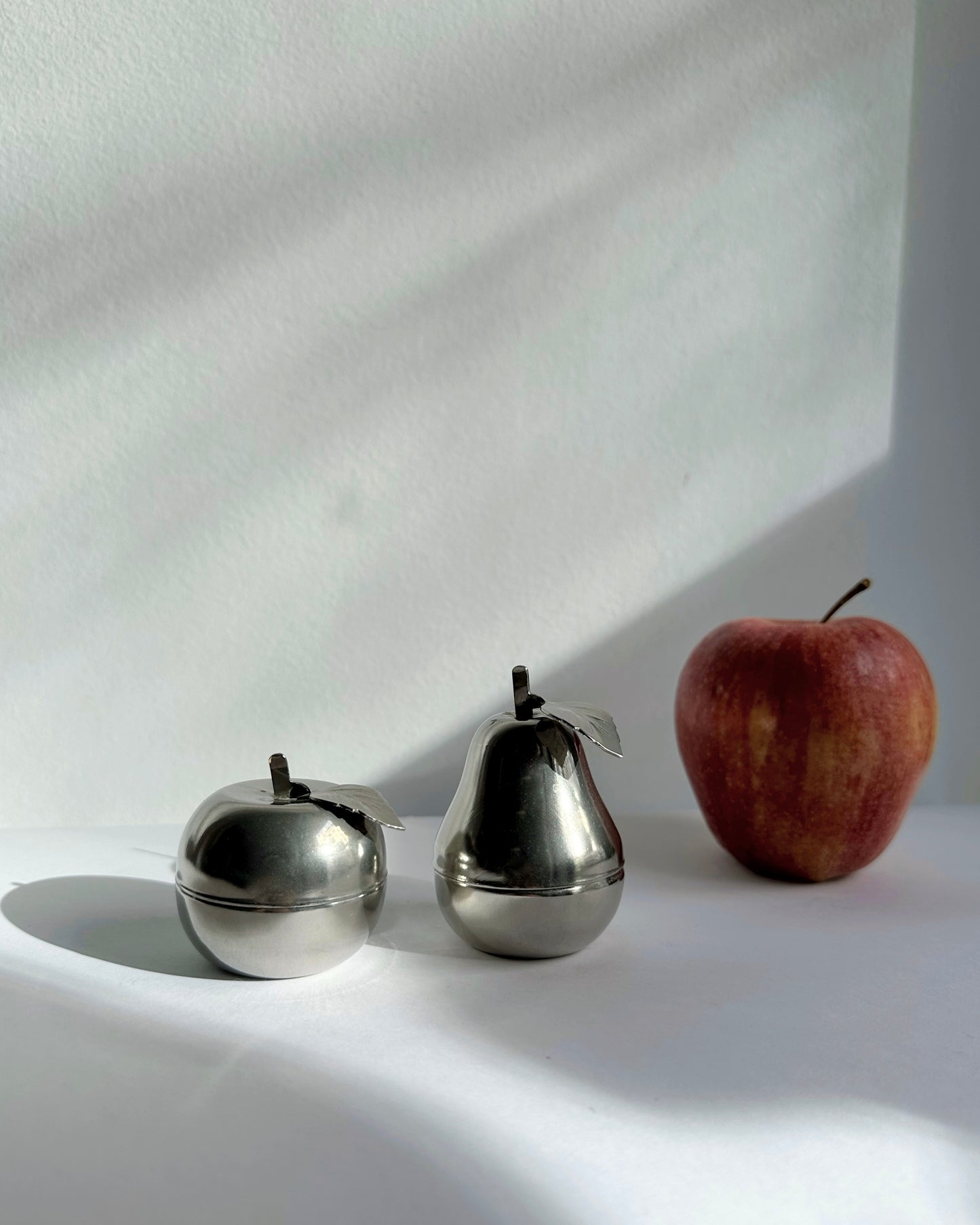 Vintage 1970s Silver Plated Apple & Pear Trinket Boxes