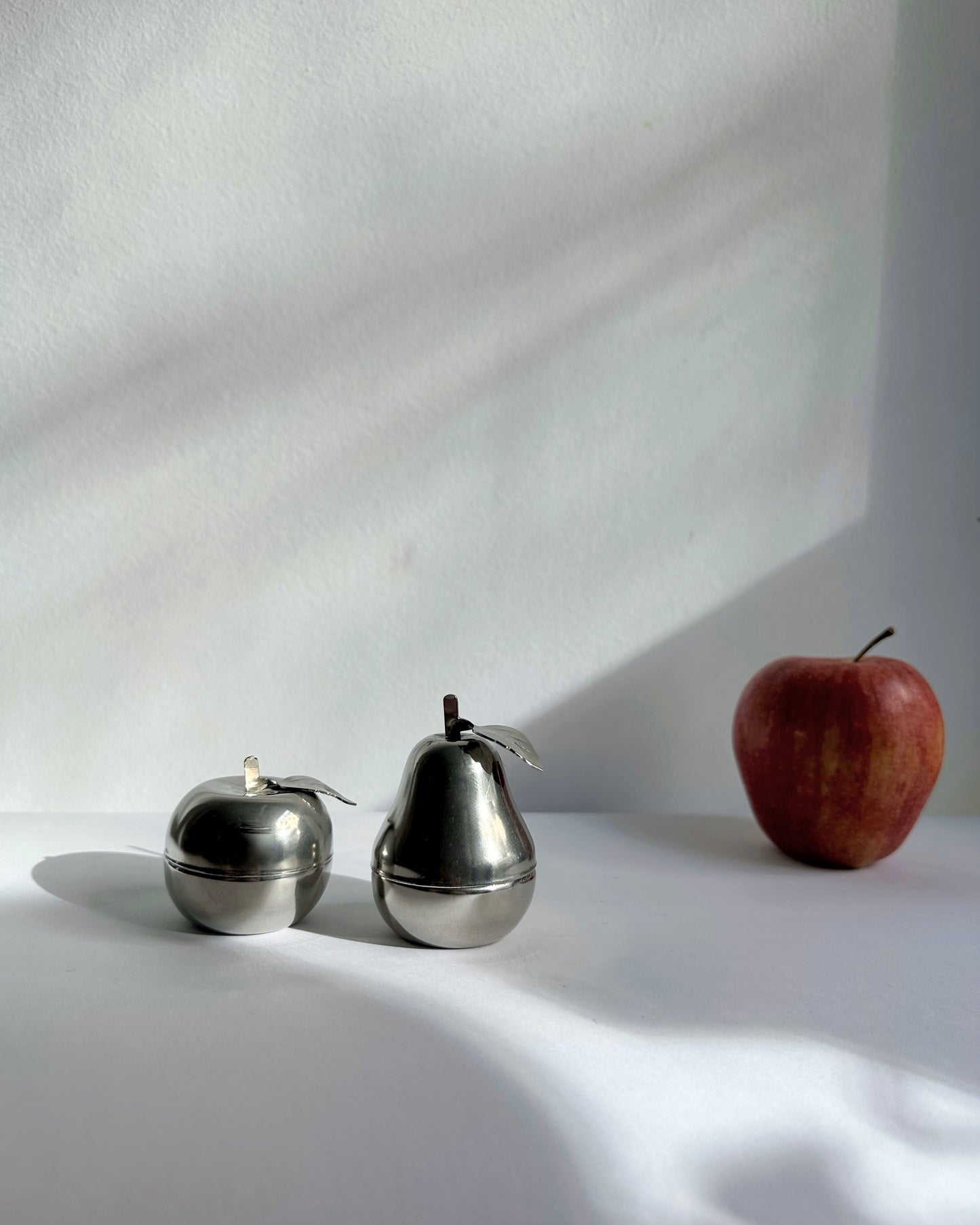 Vintage 1970s Silver Plated Apple & Pear Trinket Boxes