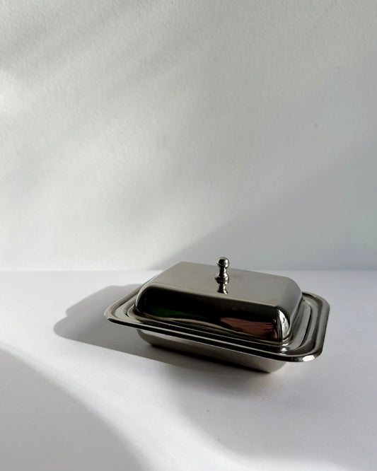 Vintage 1960s Silver Plated Butter Dish Set