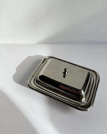 Vintage 1960s Silver Plated Butter Dish Set