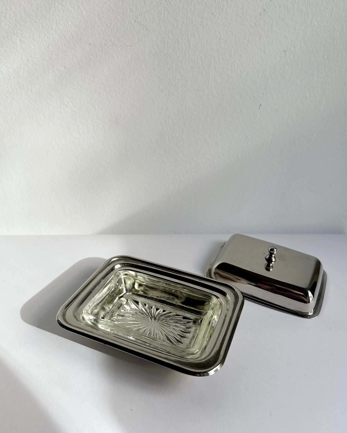 Vintage 1960s Silver Plated Butter Dish Set