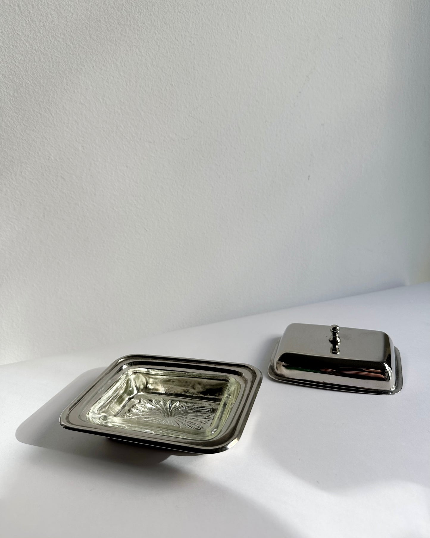 Vintage 1960s Silver Plated Butter Dish Set