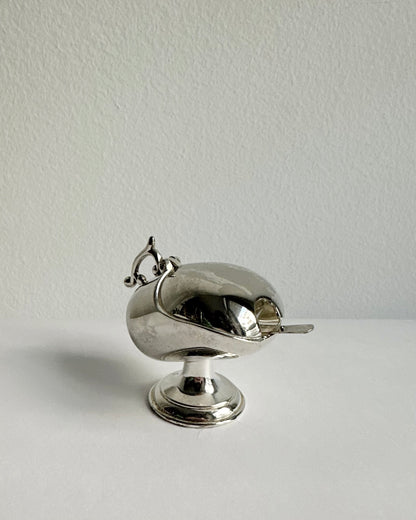 Vintage Metal Salt Cellar with Spoon