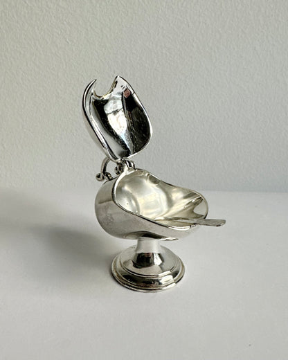 Vintage Metal Salt Cellar with Spoon