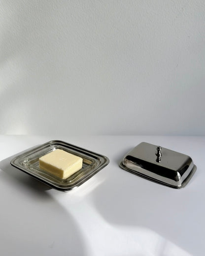 Vintage 1960s Silver Plated Butter Dish Set
