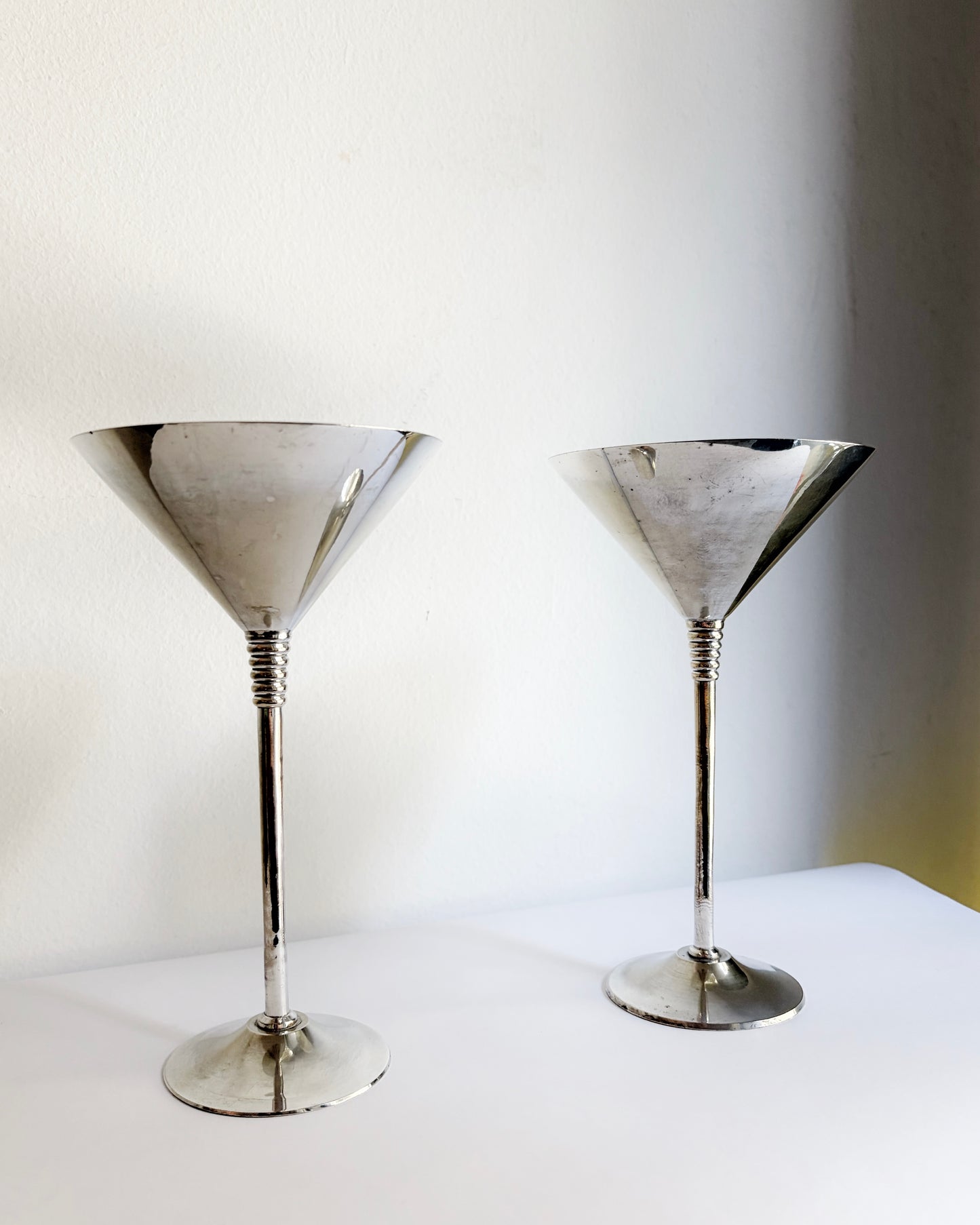 Vintage 1970s Silver Plated Martini Glasses – Set of 2