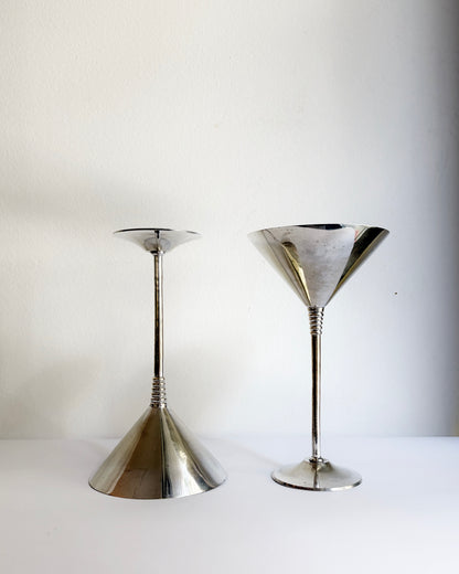 Vintage 1970s Silver Plated Martini Glasses – Set of 2