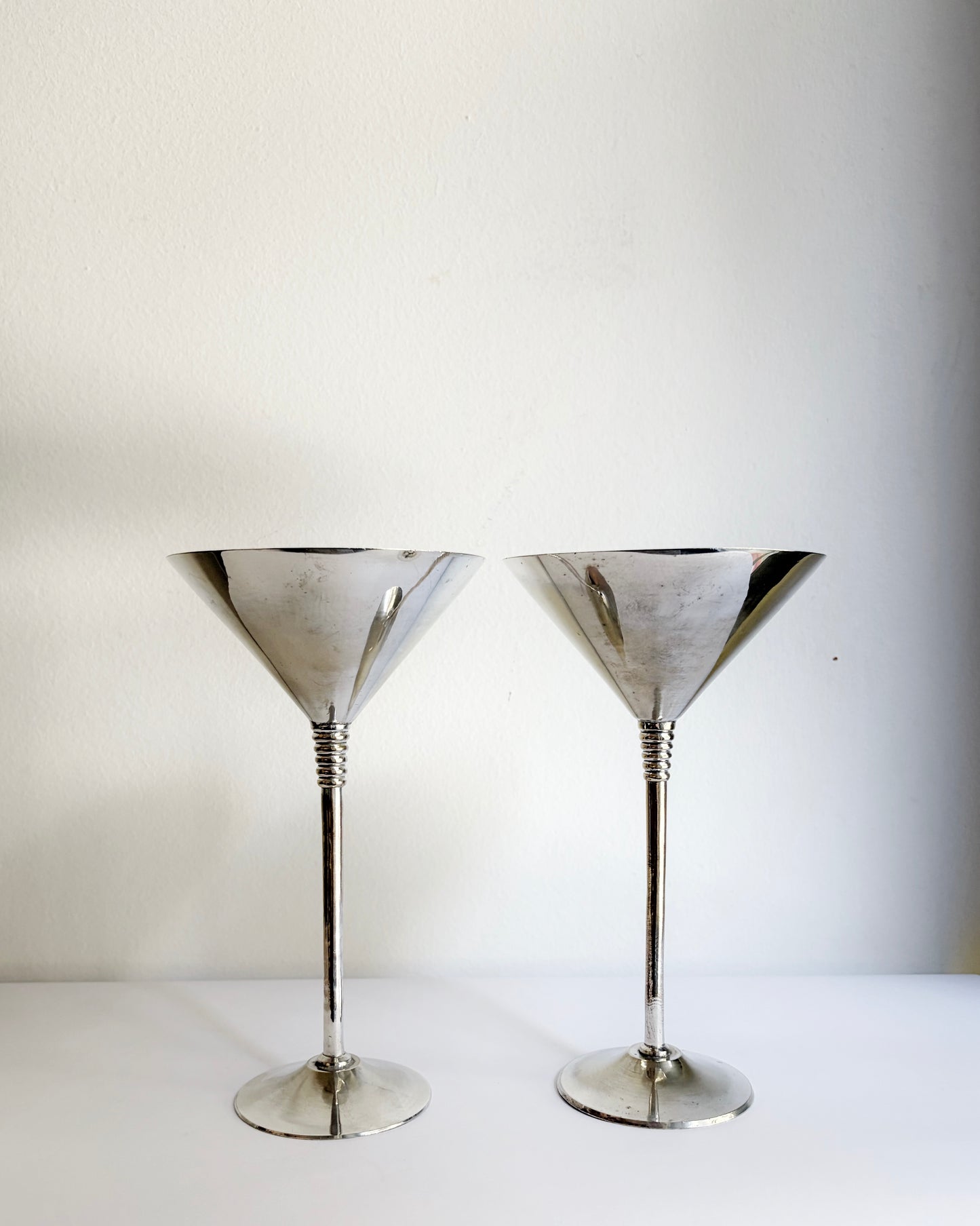 Vintage 1970s Silver Plated Martini Glasses – Set of 2
