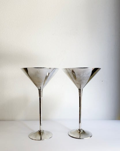 Vintage 1970s Silver Plated Martini Glasses – Set of 2