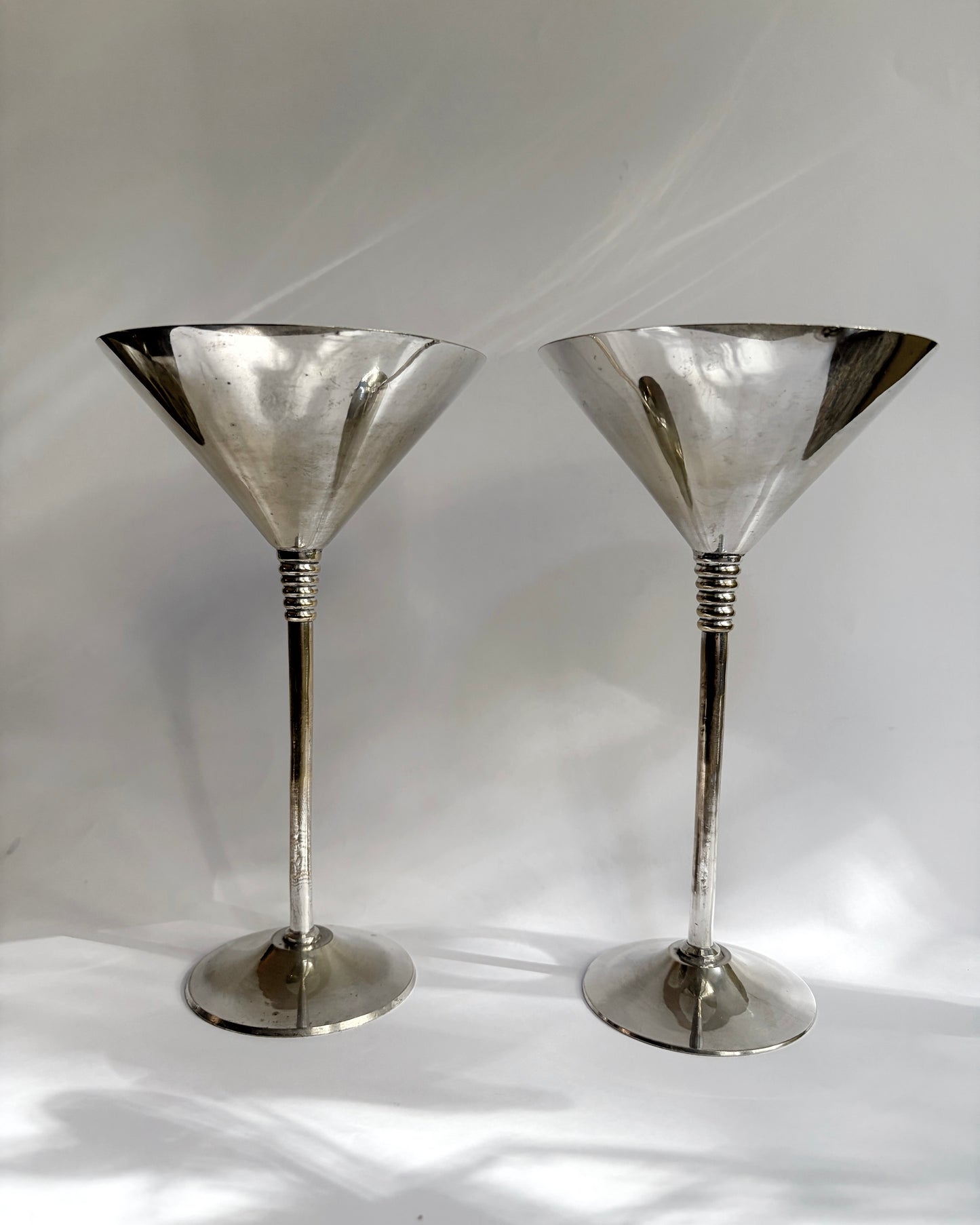 Vintage 1970s Silver Plated Martini Glasses – Set of 2