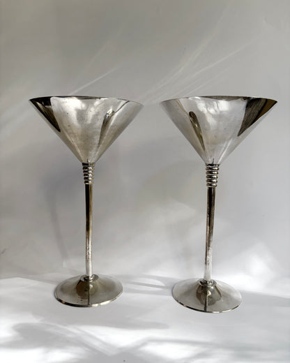 Vintage 1970s Silver Plated Martini Glasses – Set of 2