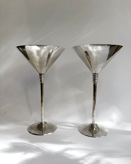 Vintage 1970s Silver Plated Martini Glasses – Set of 2