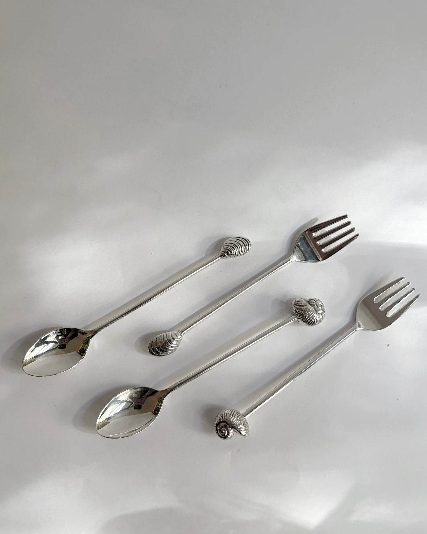 Vintage Silver Plated Shell Flatware Set of 4