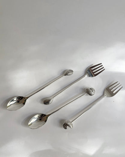 Vintage Silver Plated Shell Flatware Set of 4