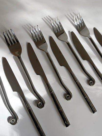 Vintage 1970s INOX Stainless Steel Flatware Set – 12 Piece