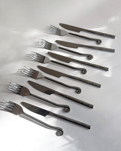 Vintage 1970s INOX Stainless Steel Flatware Set – 12 Piece