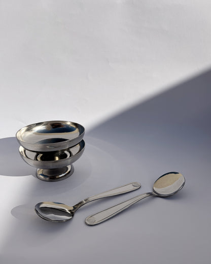 Vintage 1970s RC Inox France Dessert Cups & Spoons – Set of 2, 4, 6