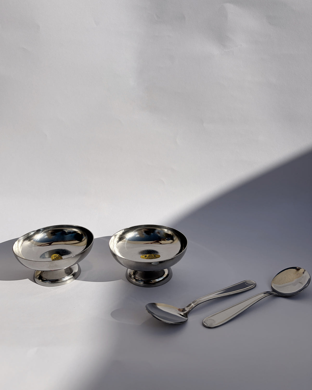 Vintage 1970s RC Inox France Dessert Cups & Spoons – Set of 2, 4, 6