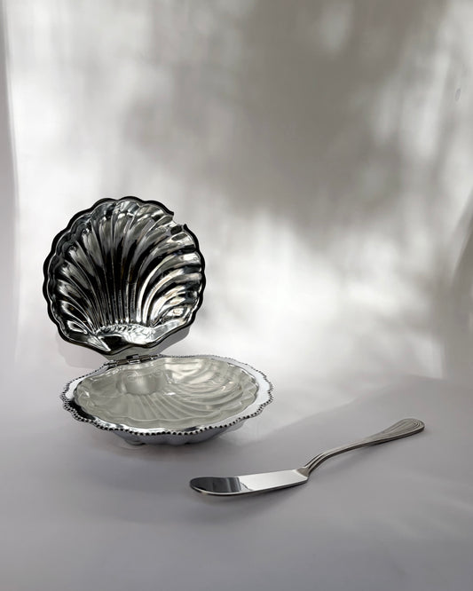 Vintage 1960s Sculptural Shell Butter Dish