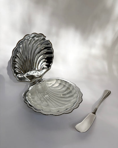 Vintage 1960s Sculptural Shell Butter Dish
