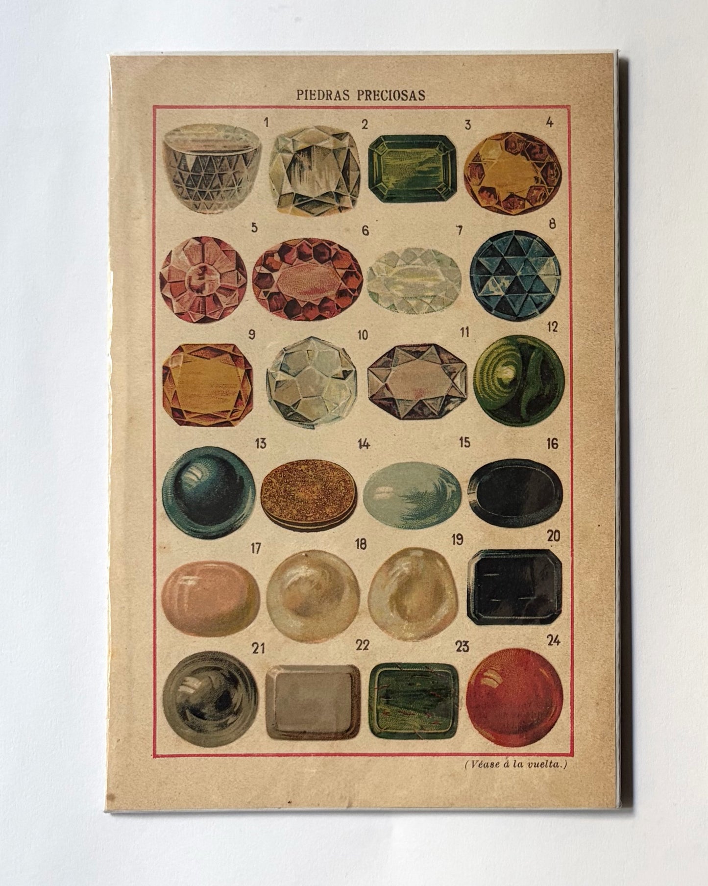 Antique 1914 Gemstone Lithograph Print