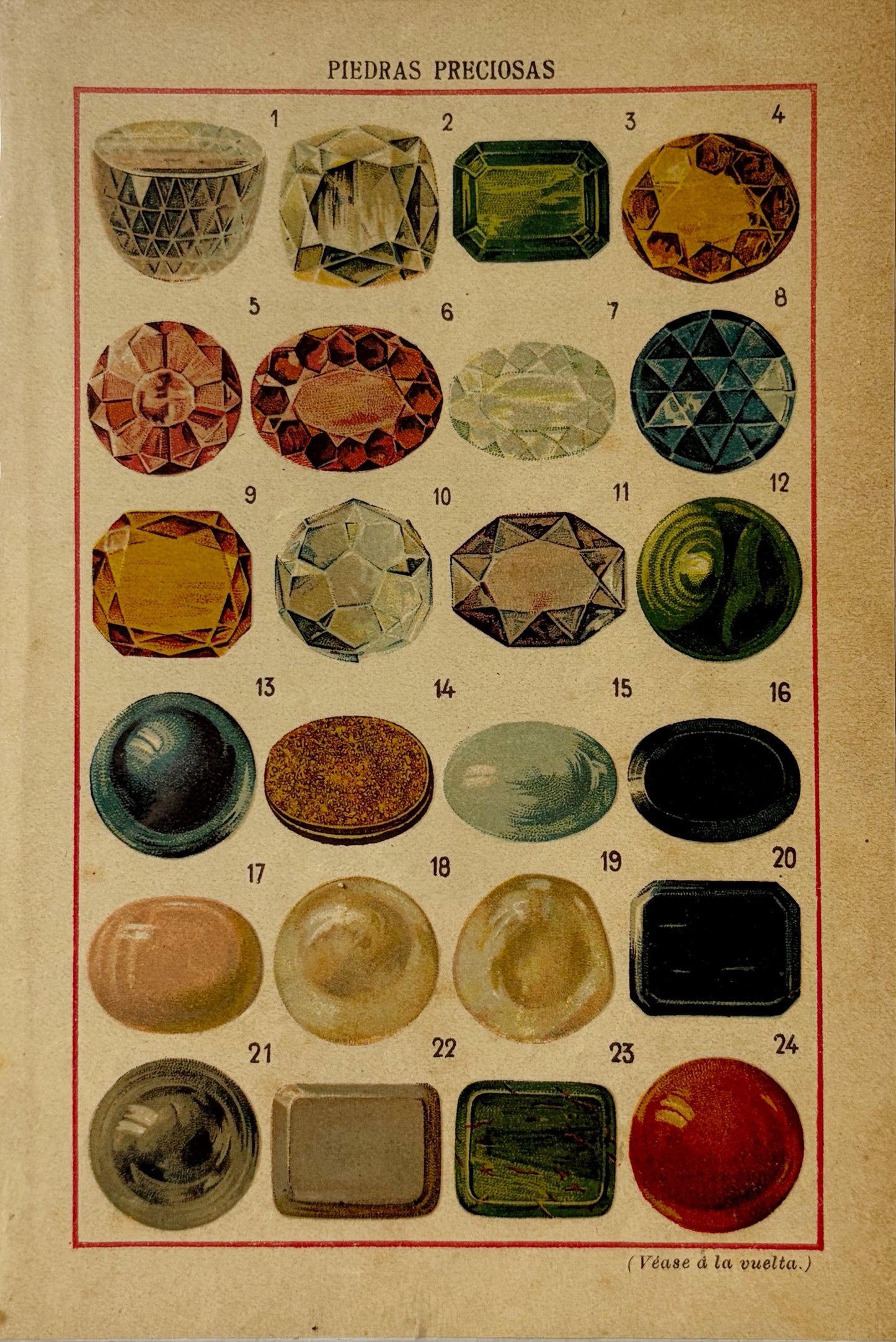 Antique 1914 Gemstone Lithograph Print