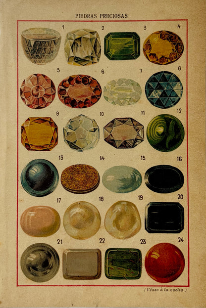 Antique 1914 Gemstone Lithograph Print