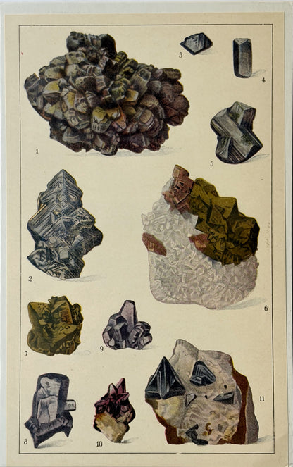 Antique 1926 Mineral Lithograph Print Set